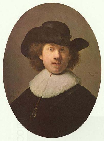 REMBRANDT Harmenszoon van Rijn Self-portrait with wide-awake hat China oil painting art